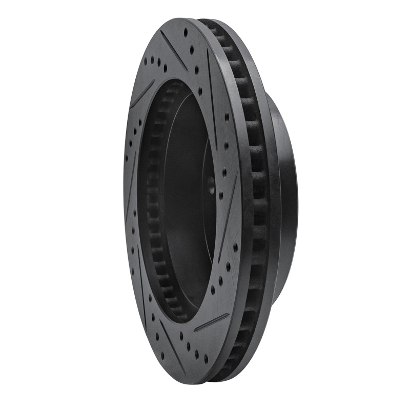 Dodge Ramcharger Brake Rotor (1) - Front Left - R1 Concepts - Drilled & Slotted - Black - `00-`02